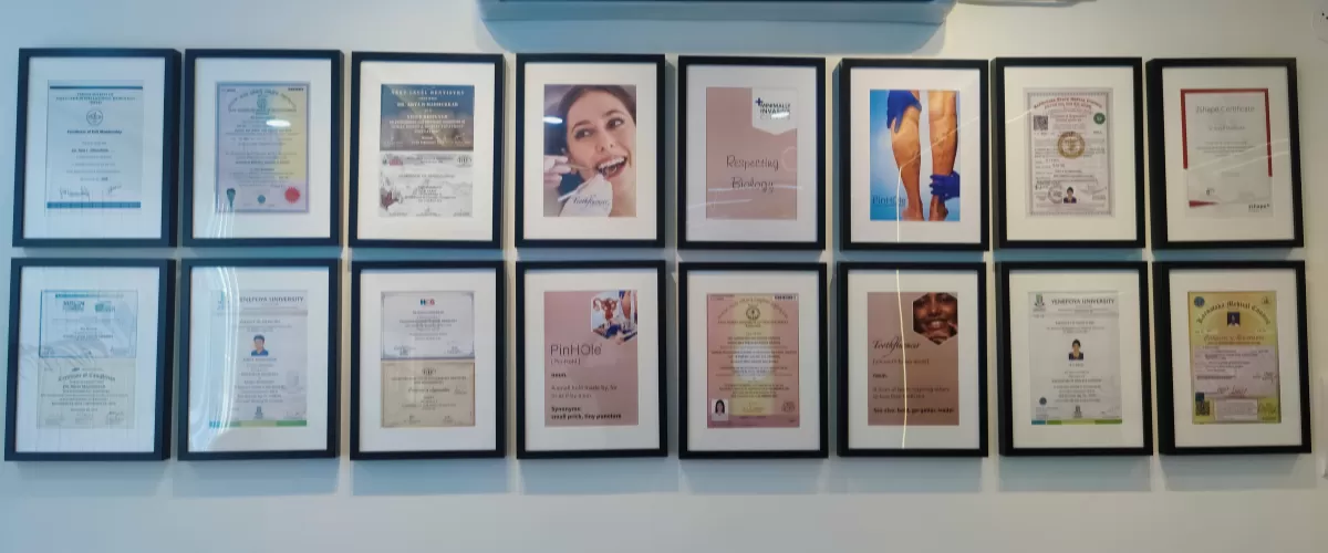 Certificates and recognitions at Pinhole clinic